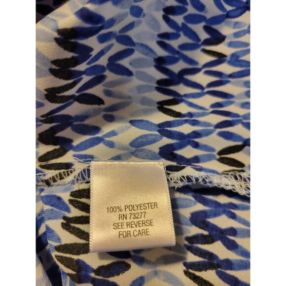 Dana Buchman Patterned Pleated Button Blouse Top Blue Women's Size Large - Picture 6 of 11